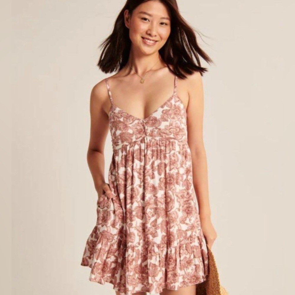 Abercrombie & Fitch Floral Linen Babydoll Sun Dress